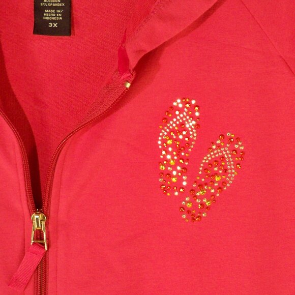 Basic Editions, Flip Flop, Pink Zip Up Hoodie, 3X - Picture 3 of 7